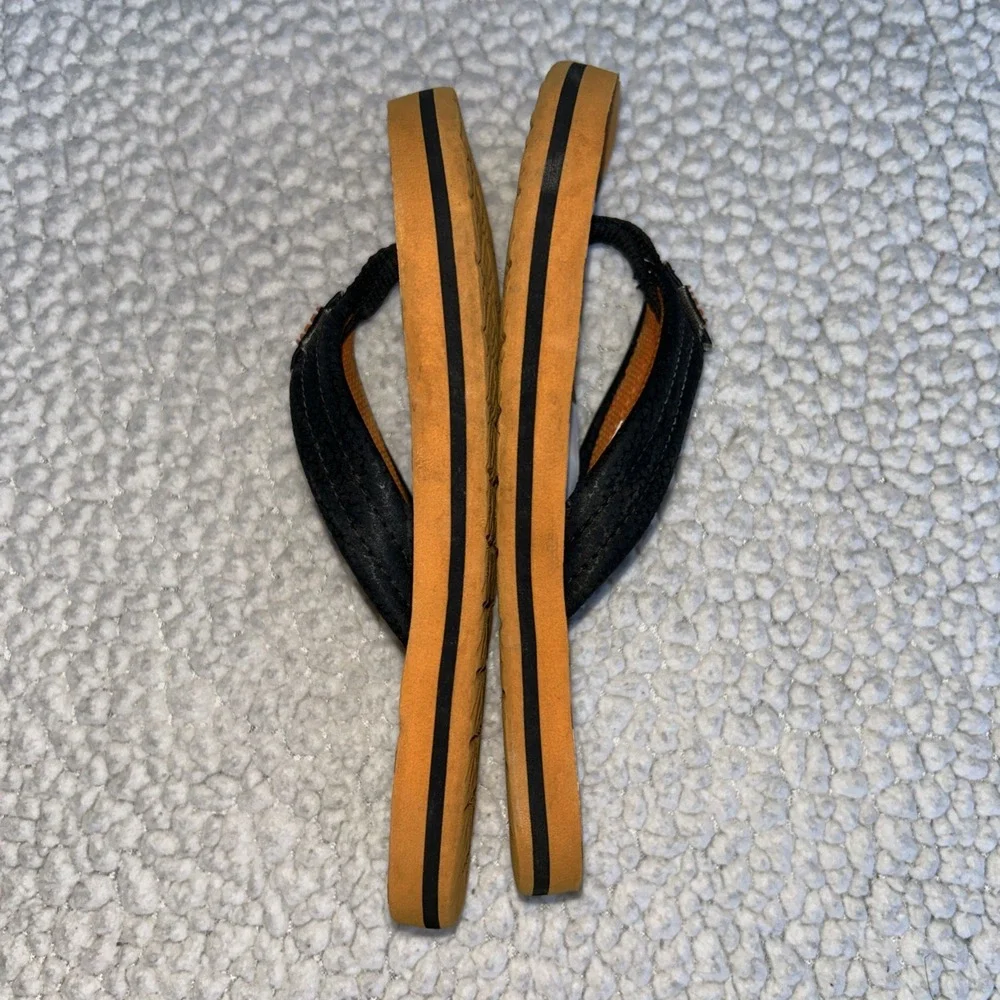 Reef Kids‎ Flip Flops Orange White Black Striped Thong Sandals Size 13/1